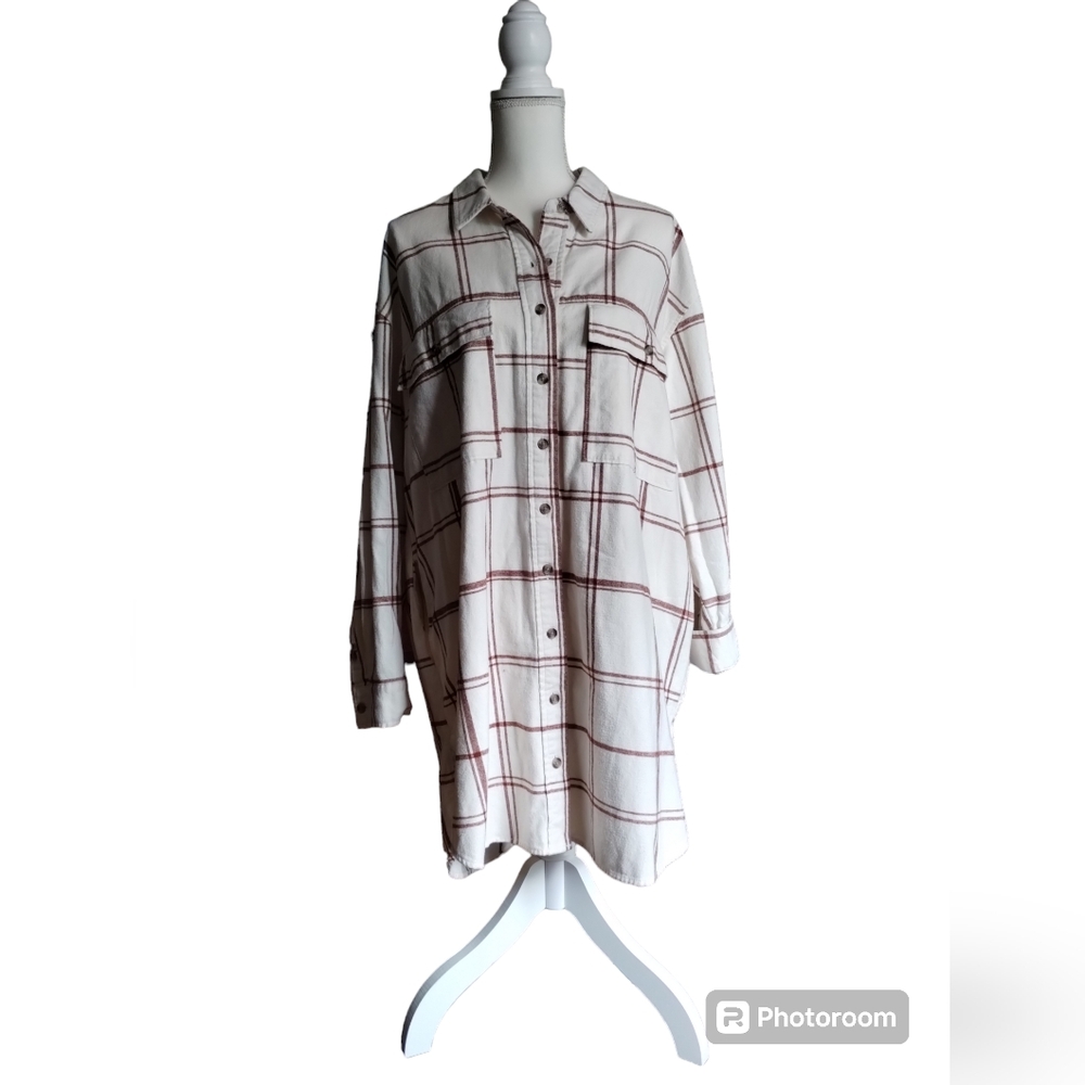 Women's-Universal Threads Goods & CO.-NEW-long Cream Flannel Shirt/Dress XXL